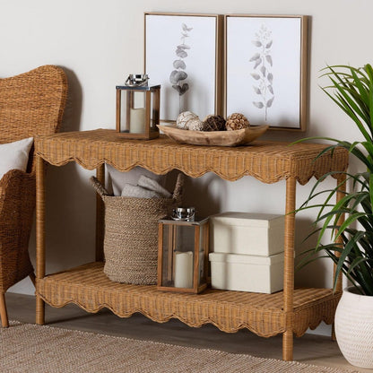bali & pari - Oteria Console Table in Light Honey - Palm Short-Light Honey Rattan-Console Table view 7