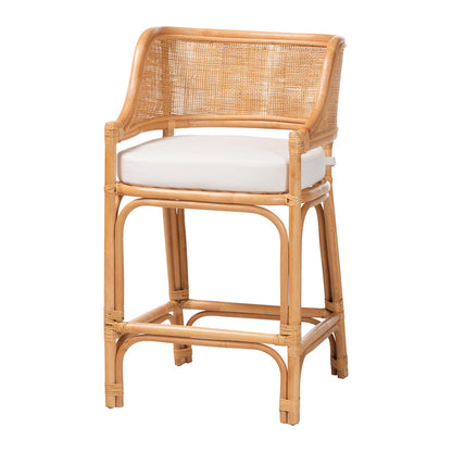 bali & pari - OttisCounter Stool in Light Honey - Ottis-Rattan/Light Honey-Cushion-CS view 1