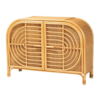 bali & pari - Ovalet Storage Cabinet in Natural Brown - Ovalet-Rattan-Cabinet view 1