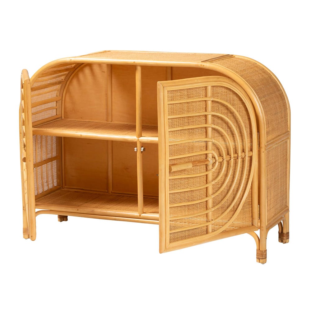 bali & pari - Ovalet Storage Cabinet in Natural Brown - Ovalet-Rattan-Cabinet view 2