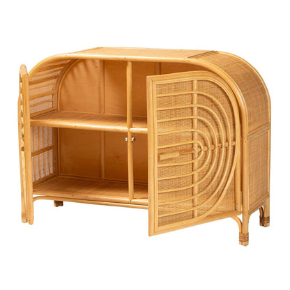 bali & pari - Ovalet Storage Cabinet in Natural Brown - Ovalet-Rattan-Cabinet view 2