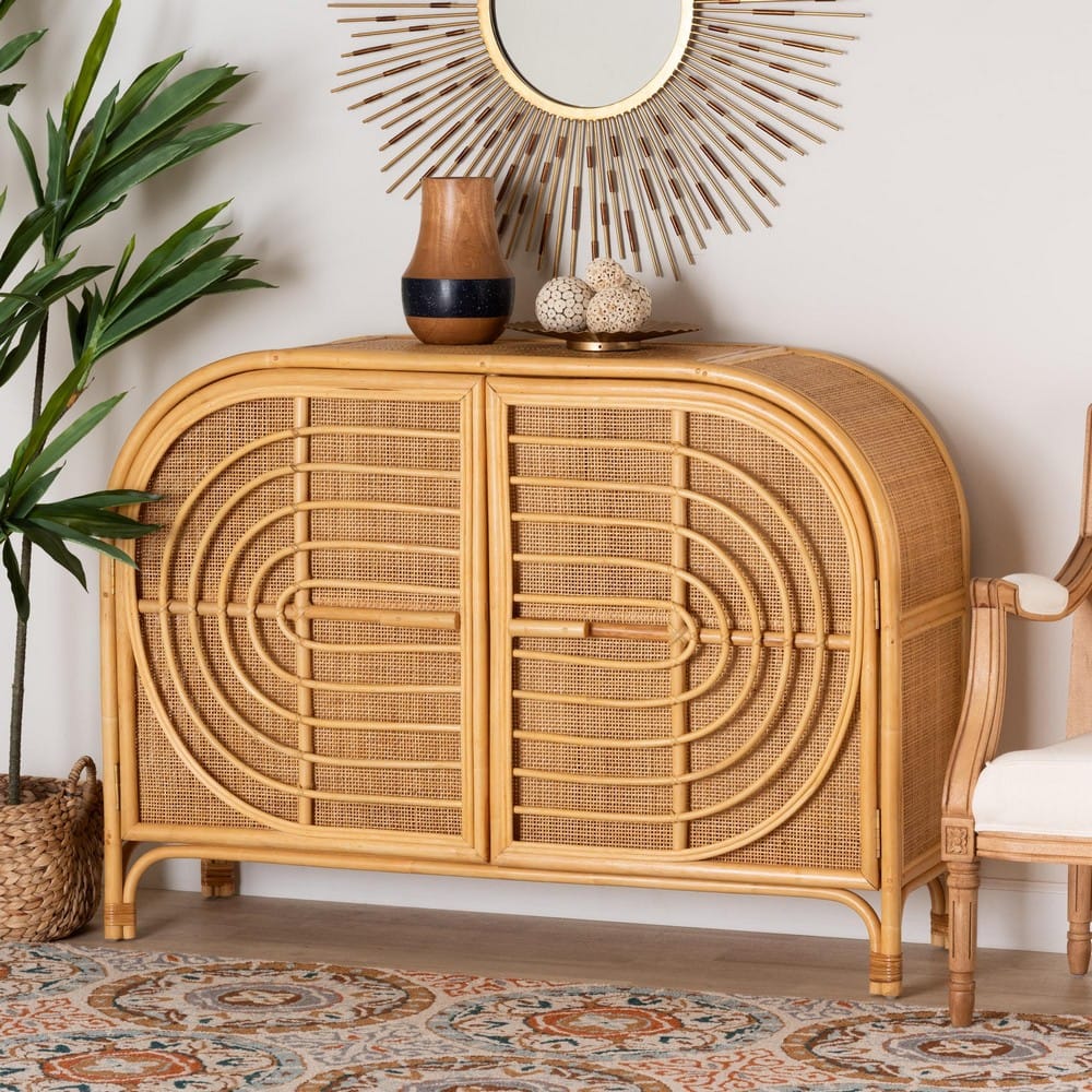 bali & pari - Ovalet Storage Cabinet in Natural Brown - Ovalet-Rattan-Cabinet view 8