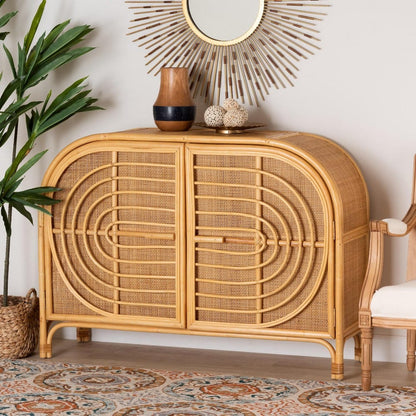 bali & pari - Ovalet Storage Cabinet in Natural Brown - Ovalet-Rattan-Cabinet view 8