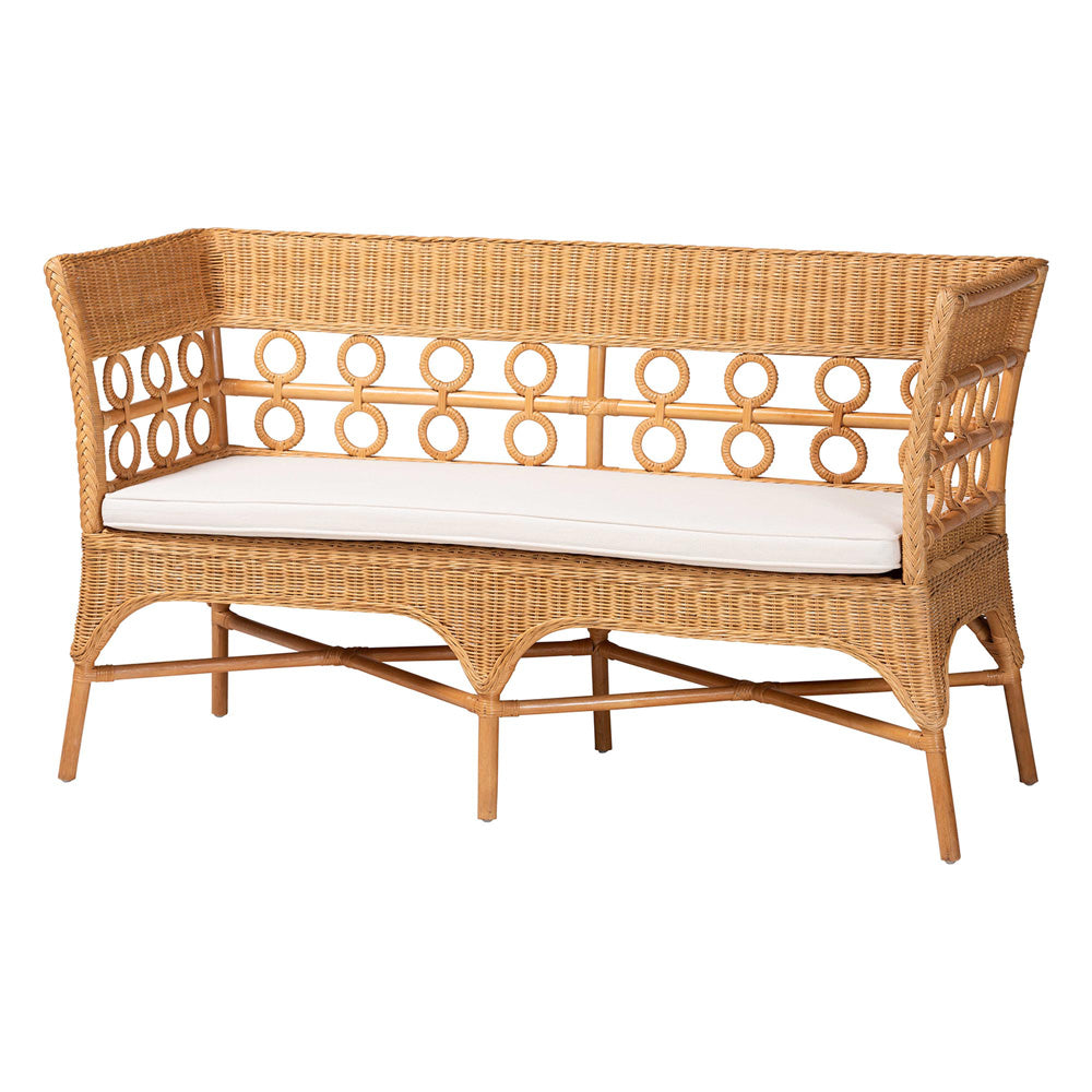 bali & pari - Oxford Dining Bench in Light Honey - Oxford-Light Honey Rattan-Arm-Bench view 1