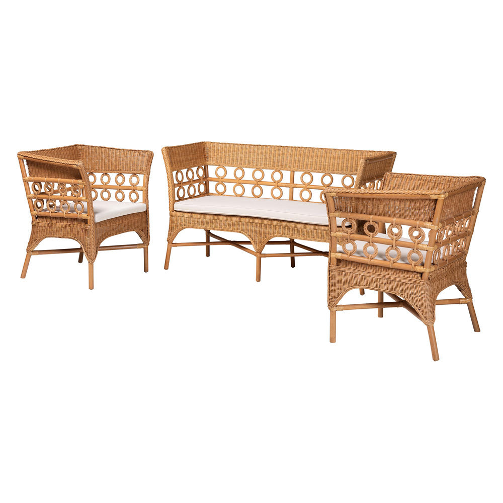 bali & pari - Oxford Living Room Set in Light Honey - Oxford-Light Honey Rattan-3PC Set view 1