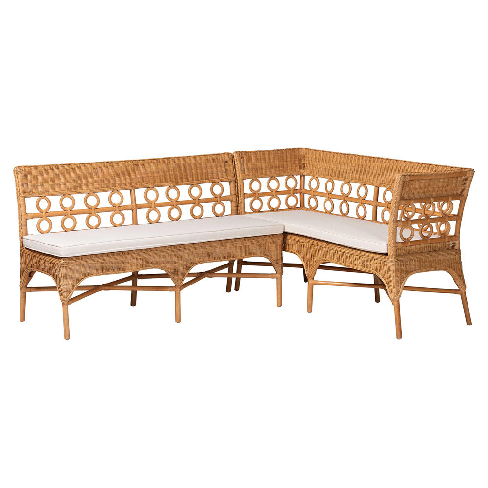 bali & pari - Oxford Set of 2 Corner Benches in Light Honey - Oxford-Light Honey Rattan-2PC Bench Set view 1