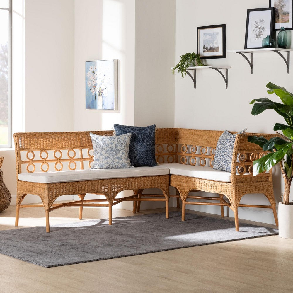bali & pari - Oxford Set of 2 Corner Benches in Light Honey - Oxford-Light Honey Rattan-2PC Bench Set view 7