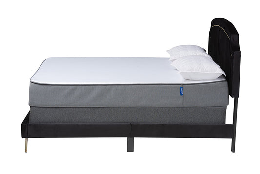 bali & pari - Oxley Queen Size Bed - Oxley-Black Velvet-Queen view 2