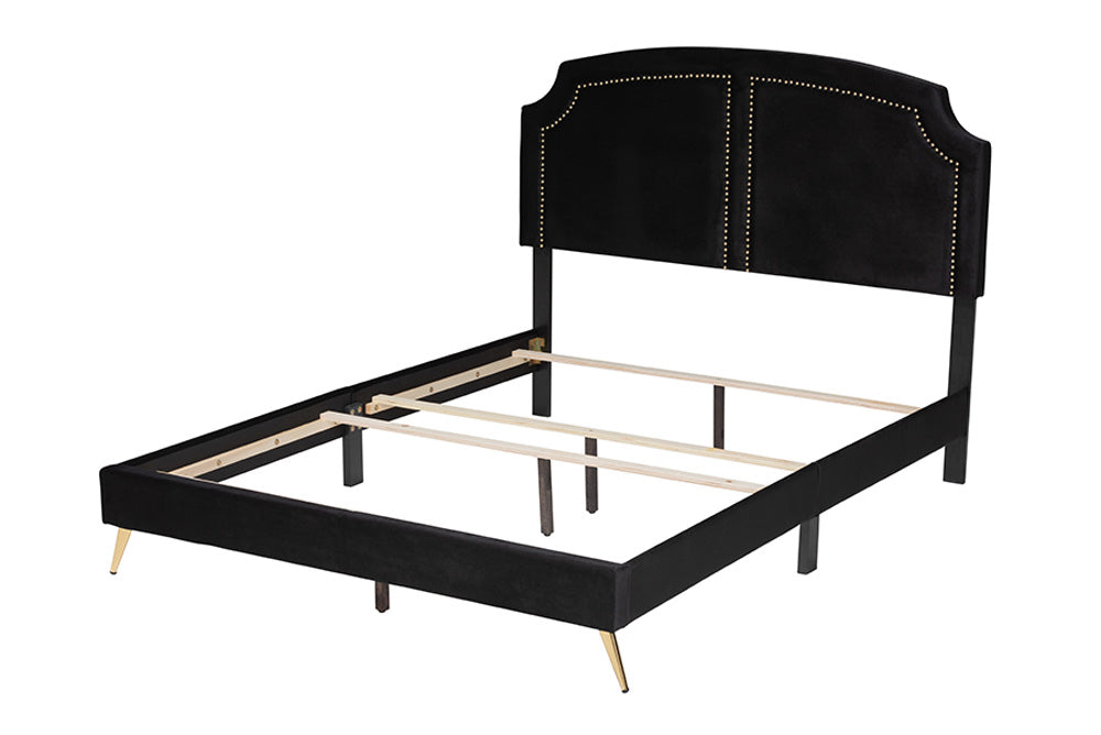 bali & pari - Oxley Queen Size Bed - Oxley-Black Velvet-Queen view 3