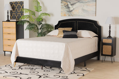 bali & pari - Oxley Queen Size Bed - Oxley-Black Velvet-Queen view 5