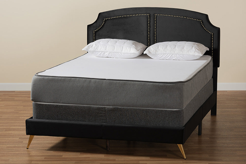 bali & pari - Oxley Queen Size Bed - Oxley-Black Velvet-Queen view 8