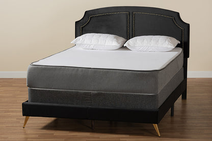 bali & pari - Oxley Queen Size Bed - Oxley-Black Velvet-Queen view 8