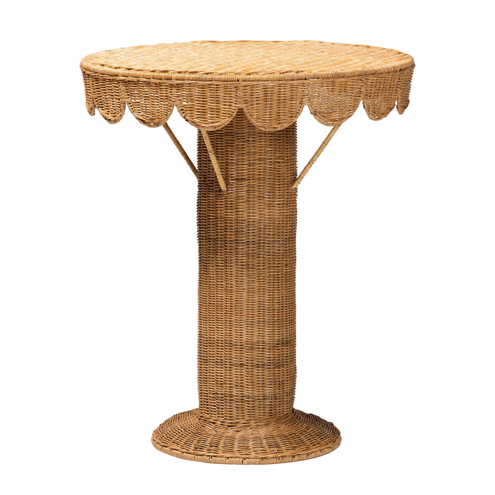 bali & pari - Pabla Accent Table in Light Honey - Palm Short-Round-Natural Rattan-Console Table view 1