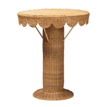bali & pari - Pabla Accent Table in Light Honey - Palm Short-Round-Natural Rattan-Console Table view 1