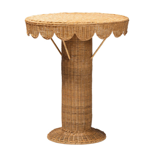 bali & pari - Pabla Accent Table in Light Honey - Palm Short-Round-Natural Rattan-Console Table view 1