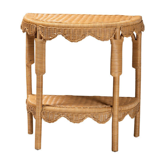 bali & pari - Paisley Console Table in Light Honey - Palm Short-Natural Rattan-Console Table view 1