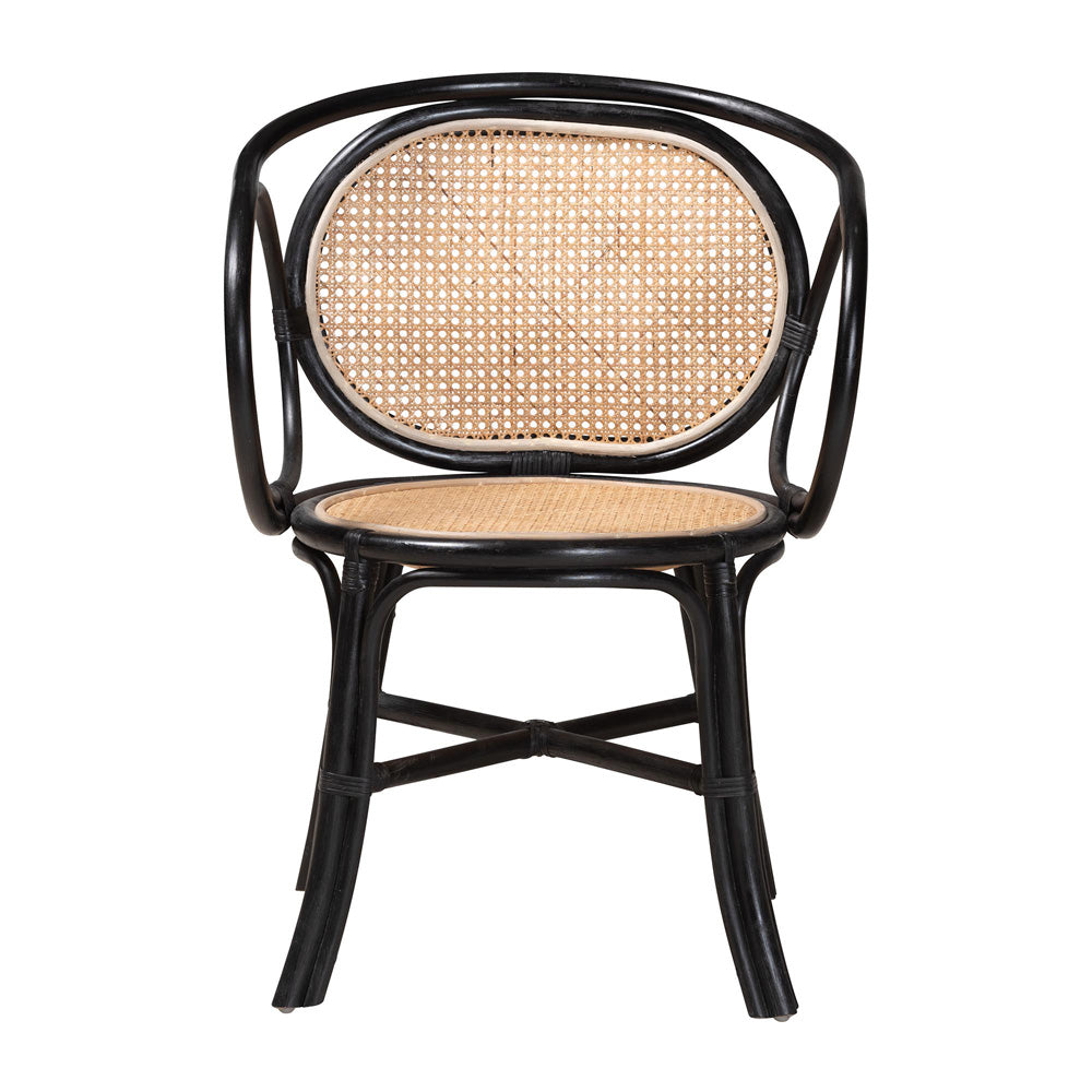 bali & pari - Palesa Dining Chair in Black/Natural Brown - WS032-Black-Rattan-DC view 2