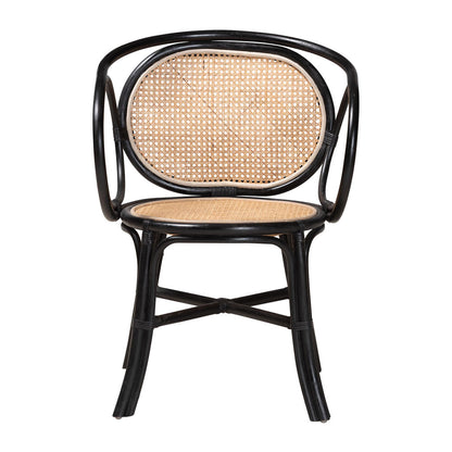 bali & pari - Palesa Dining Chair in Black/Natural Brown - WS032-Black-Rattan-DC view 2