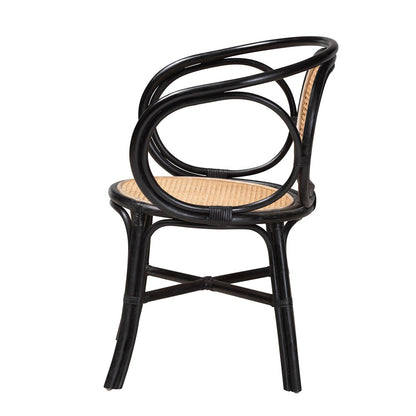 bali & pari - Palesa Dining Chair in Black/Natural Brown - WS032-Black-Rattan-DC view 3