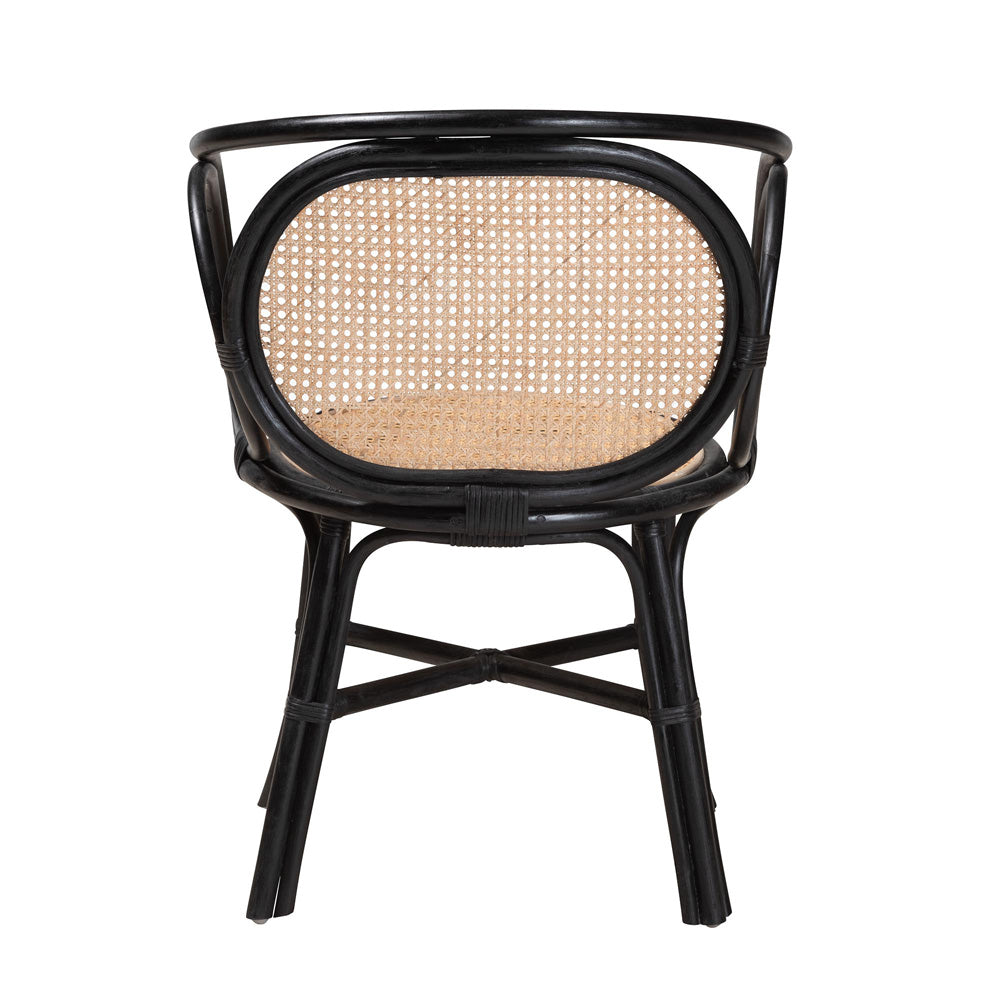 bali & pari - Palesa Dining Chair in Black/Natural Brown - WS032-Black-Rattan-DC view 4