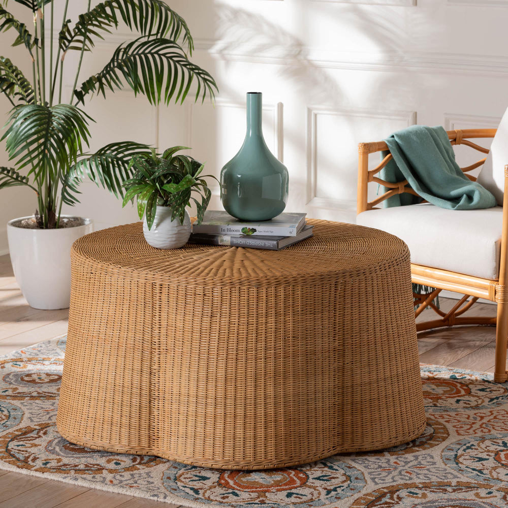 bali & pari - Palm Coffee Table in Honey - Palm-Light Honey Rattan-Coffee Table view 5