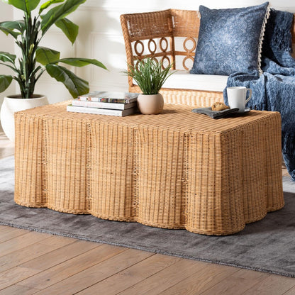 bali & pari - Palm Coffee Table in Light Honey - Palm-Light Honey Rattan-Rectangular-Coffee Table view 6