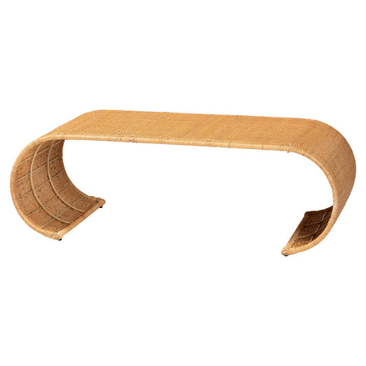 bali & pari  - Palm Coffee Table in Light Honey - Palm Waterfall-Light Honey/Rattan-Coffee Table view 1