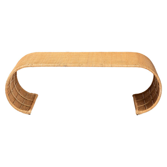 bali & pari  - Palm Coffee Table in Light Honey - Palm Waterfall-Light Honey/Rattan-Coffee Table view 2