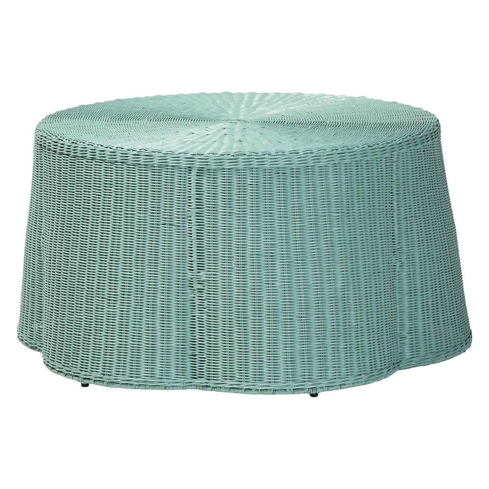 bali & pari - Palm Coffee Table in Seafoam Green - Palm-Green Rattan-Coffee Table view 1