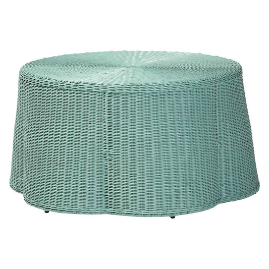 bali & pari - Palm Coffee Table in Seafoam Green - Palm-Green Rattan-Coffee Table view 1
