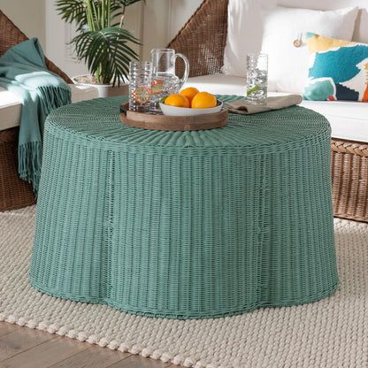 bali & pari - Palm Coffee Table in Seafoam Green - Palm-Green Rattan-Coffee Table view 5