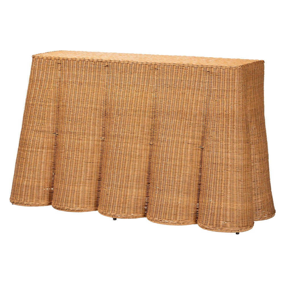 bali & pari - Palm Console Table in Honey - Palm-Light Honey Rattan-Console Table view 1