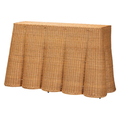 bali & pari - Palm Console Table in Honey - Palm-Light Honey Rattan-Console Table view 1