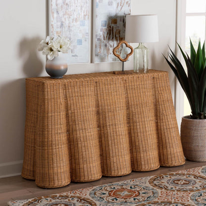bali & pari - Palm Console Table in Honey - Palm-Light Honey Rattan-Console Table view 7