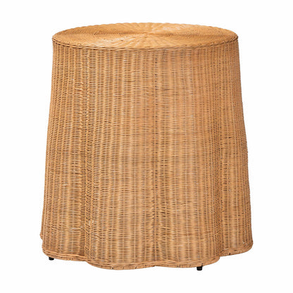 bali & pari - Palm Console Table in Honey - Palm-Light Honey Rattan Round-Console Table view 1