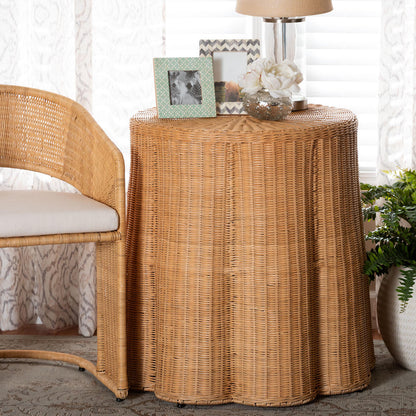bali & pari - Palm Console Table in Honey - Palm-Light Honey Rattan Round-Console Table view 5