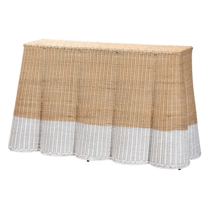 bali & pari - Palm Console Table in Natural Brown/White - Palm-Natural/White Rattan-Console Table view 1