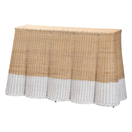 bali & pari - Palm Console Table in Natural Brown/White - Palm-Natural/White Rattan-Console Table view 1