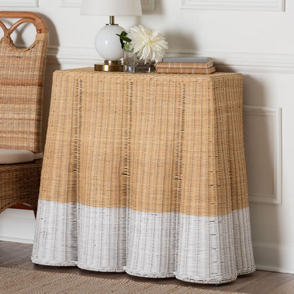 bali & pari  - Palm Console Table in Natural Brown/White - Palm-Small-Natural/White Rattan-Console Table view 7