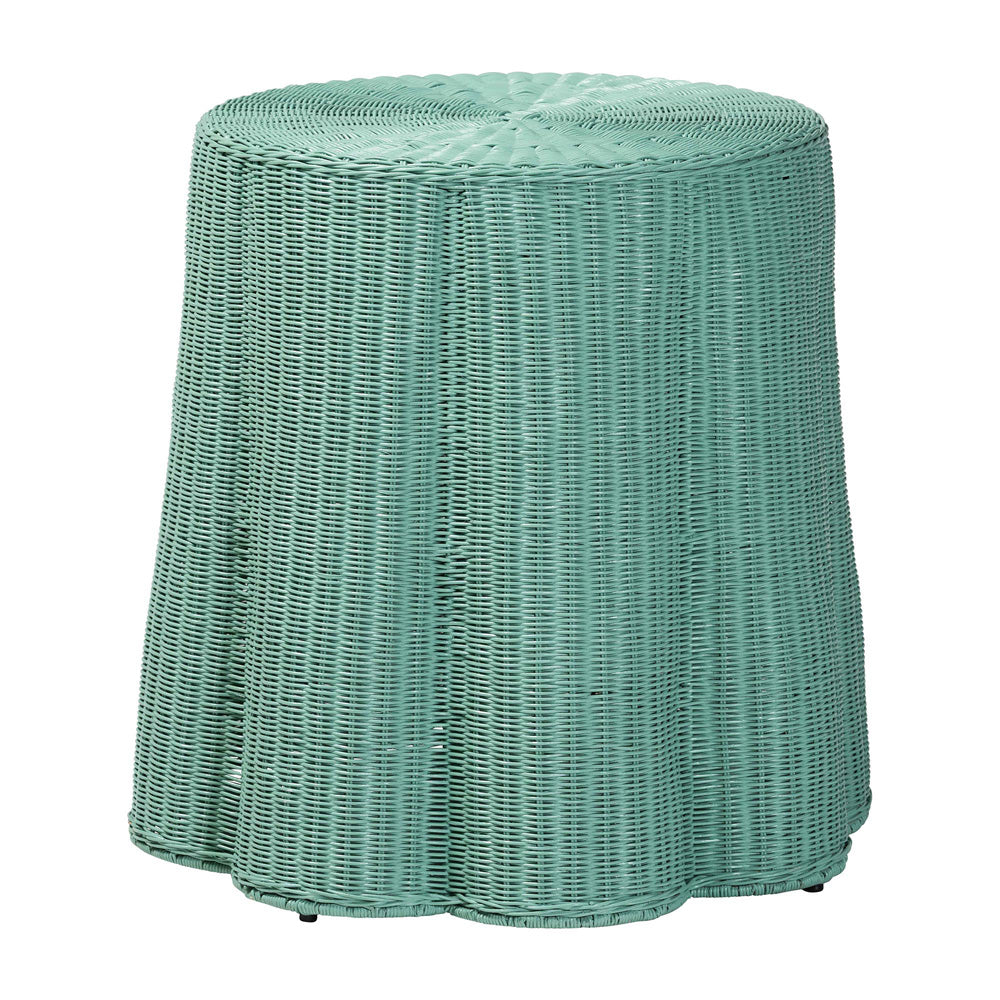 bali & pari - Palm Console Table in Teal Green - Palm-Green Rattan Round-Console Table view 1