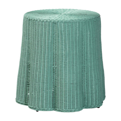 bali & pari - Palm Console Table in Teal Green - Palm-Green Rattan Round-Console Table view 1