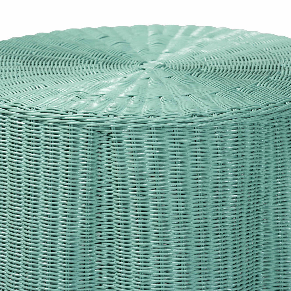 bali & pari - Palm Console Table in Teal Green - Palm-Green Rattan Round-Console Table view 2