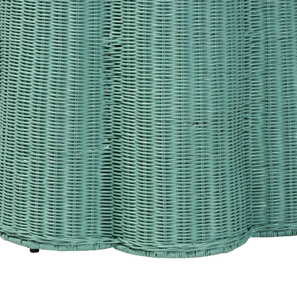 bali & pari - Palm Console Table in Teal Green - Palm-Green Rattan Round-Console Table view 3