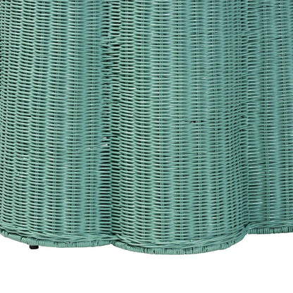 bali & pari - Palm Console Table in Teal Green - Palm-Green Rattan Round-Console Table view 3