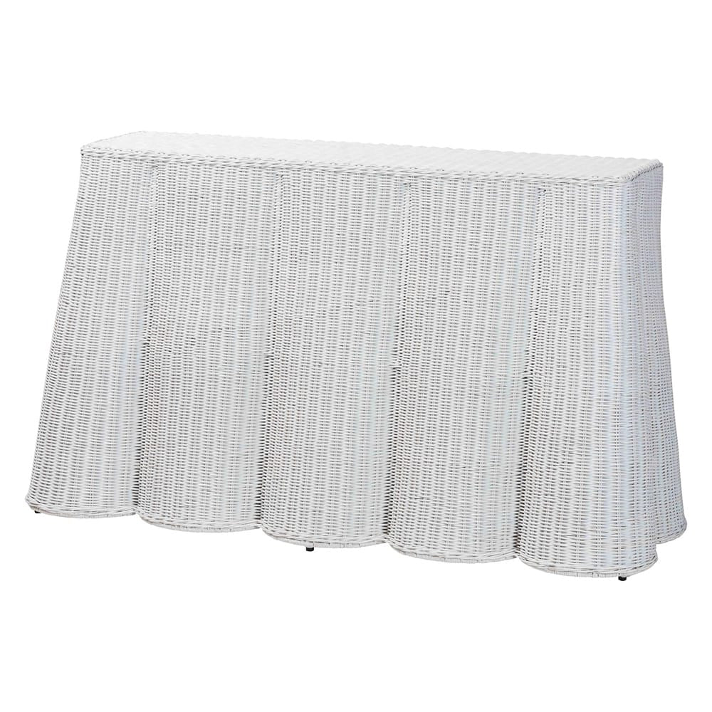 bali & pari - Palm Console Table in White - Palm-White Rattan-Console Table view 1