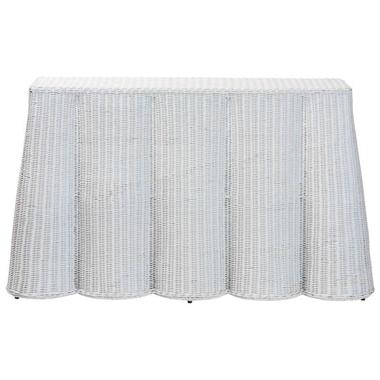 bali & pari - Palm Console Table in White - Palm-White Rattan-Console Table view 2