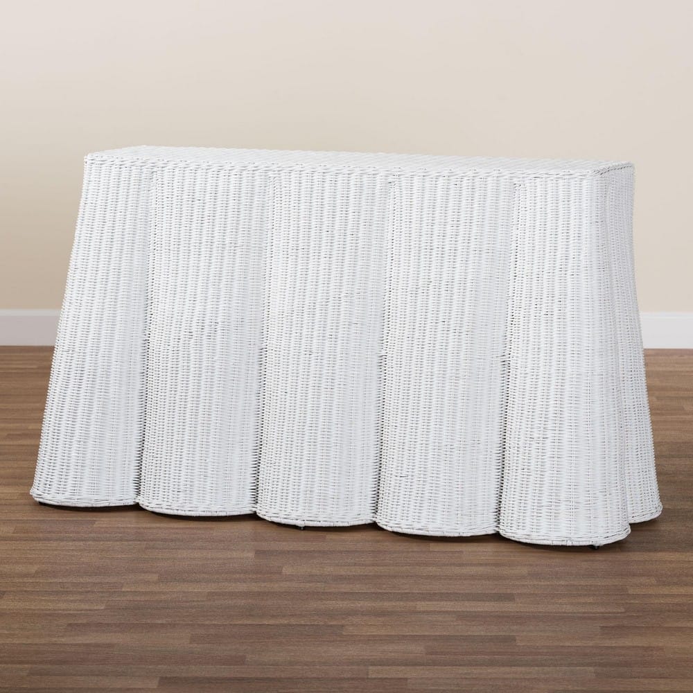 bali & pari - Palm Console Table in White - Palm-White Rattan-Console Table view 9