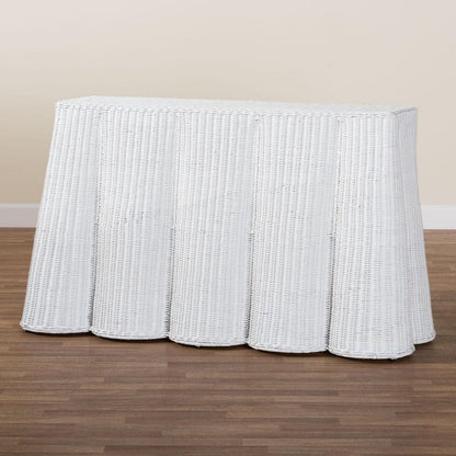 bali & pari - Palm Console Table in White - Palm-White Rattan-Console Table view 9