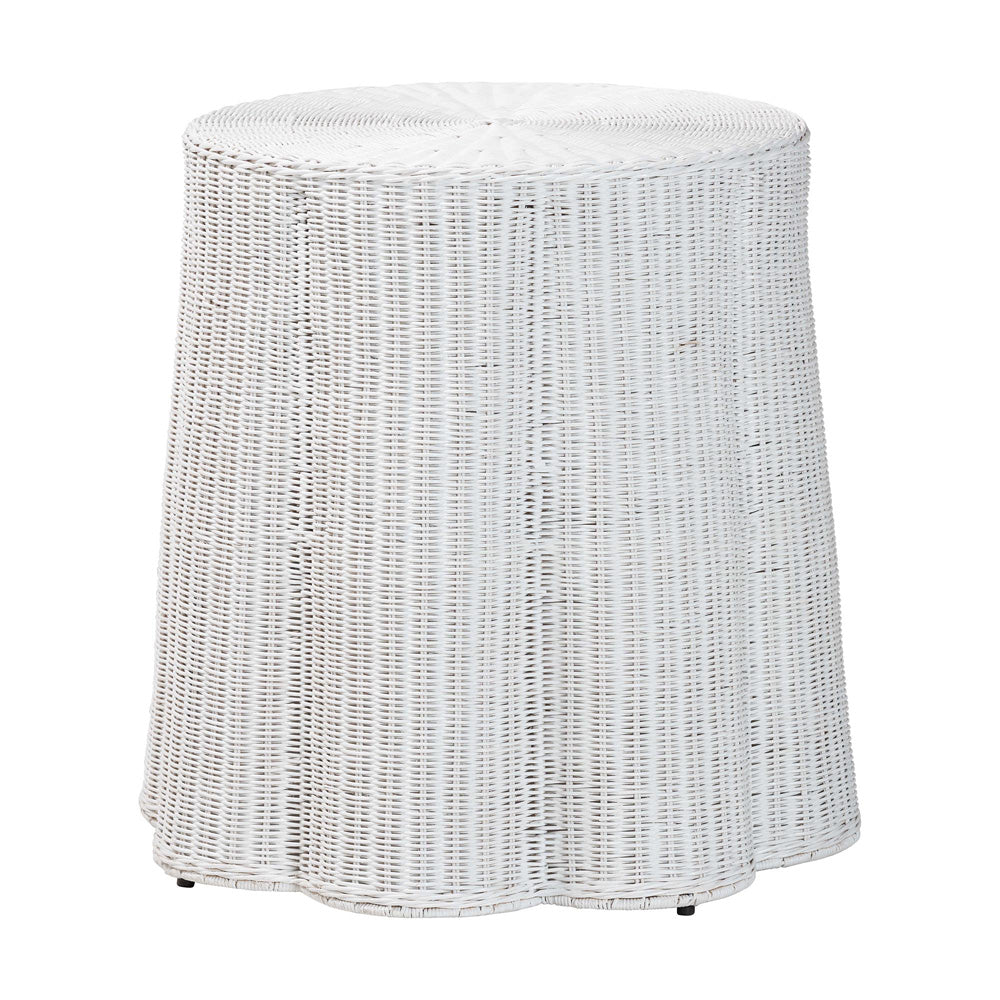 bali & pari - Palm Console Table in White - Palm-White Rattan Round-Console Table view 1