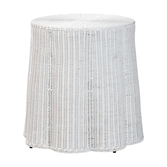 bali & pari - Palm Console Table in White - Palm-White Rattan Round-Console Table view 1